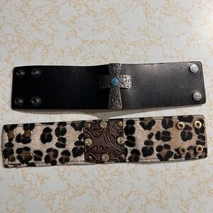 Black and Leopard Print Cuff Bracelets